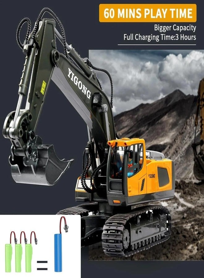 Junona Remote Control Excavator Toy, 1/20 Scale 2.4Ghz RC Excavator Construction Vehicles with Sound & Lights & 680° Rotation, 11 Channel Construction Tractor RC Truck Toy for Kids - Image 4